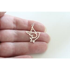 Sterling Silver Peace Dove Charm, Dove Necklace, Dove Cutout Charm